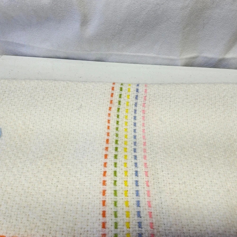 The Three Weavers Baby Blanket Kids OS White Vintage‎ Handwoven Orlon Bear Plaid